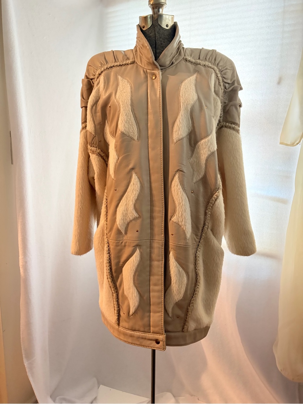 RARE Vtg Norma of Canada wearable art avant-garde faux leather statement coat